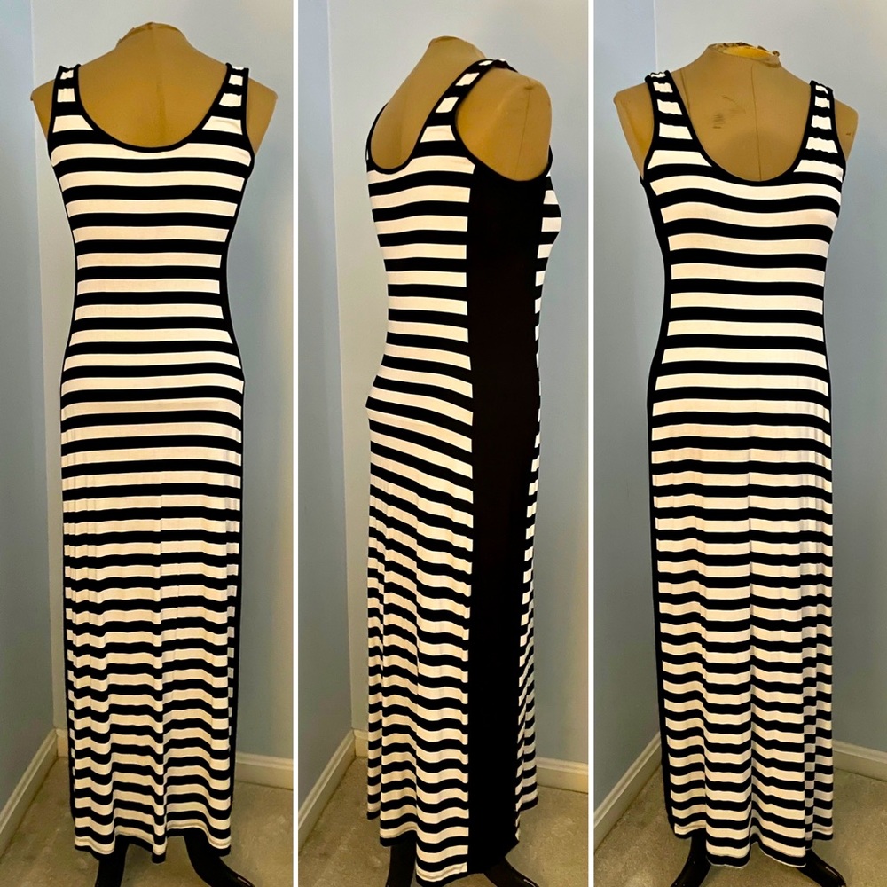 Calvin Klein striped stretch jersey maxi dress